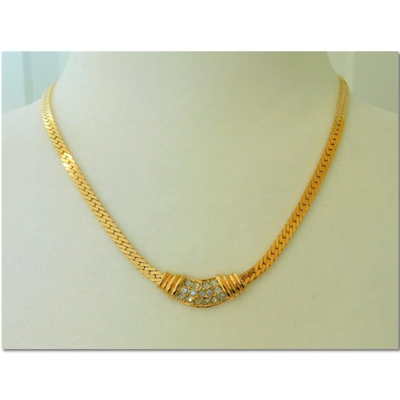 Avon Jewelry - Avon Vintage Gold Plated Faux Diamond Necklace